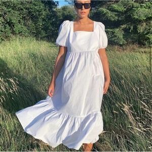 Bloggers Favorite White Dress Puff Sleeves Midi